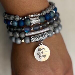 Mom of Boys Silver Set